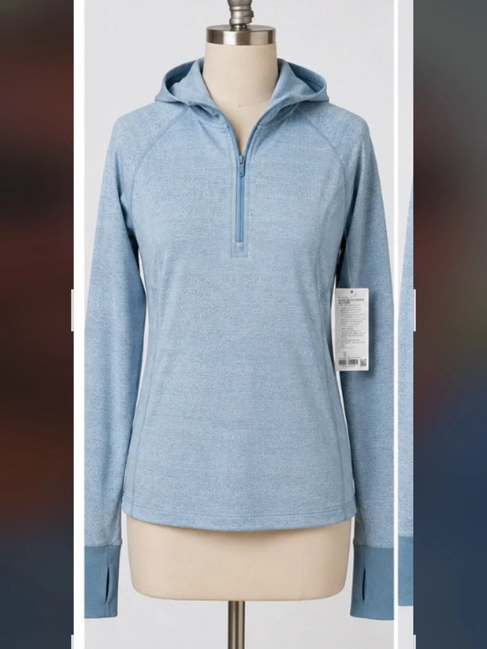 lululemon athletica Light Blue Hooded Quarter-Zip Sweater